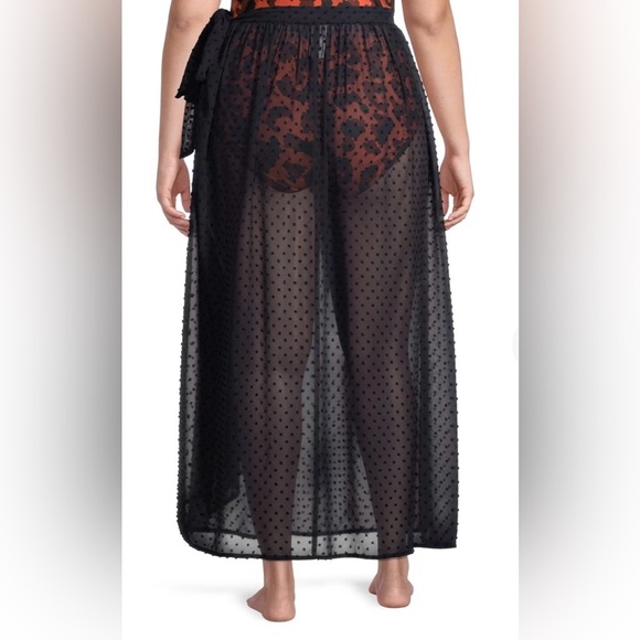 Time and Tru Black Swiss Polka Dot Wrap Style Swim Cover Up Skirt Size M (8-10) - Picture 2 of 7